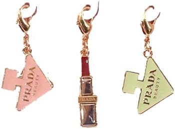 Prada Enameled Metal Key Ring Black and Gold at Amazon Women's